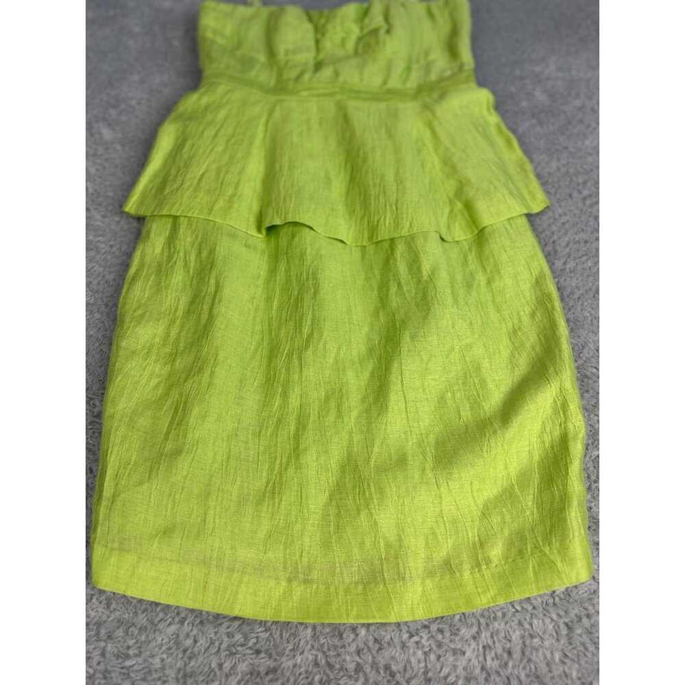 Tracy Reese Jasmine Green Peplum Bustier Dress NWT Size 6 Linen Blend Womens - Picture 2 of 16
